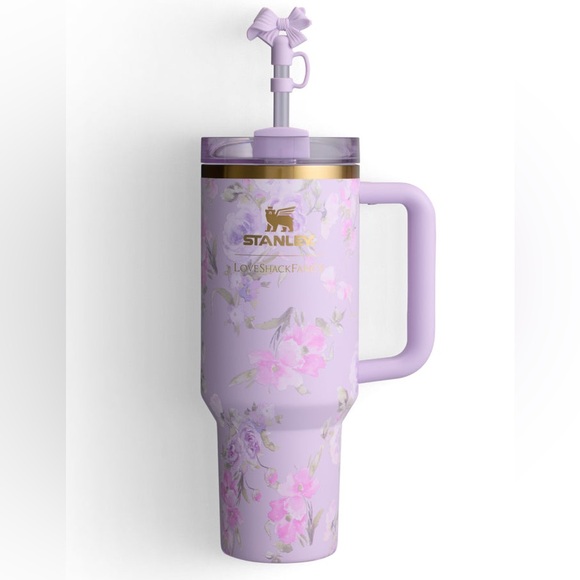 STANLEY x LoveShackFancy 40 Oz Quencher Cup Happy thoughts purple lavender print - Picture 7 of 11